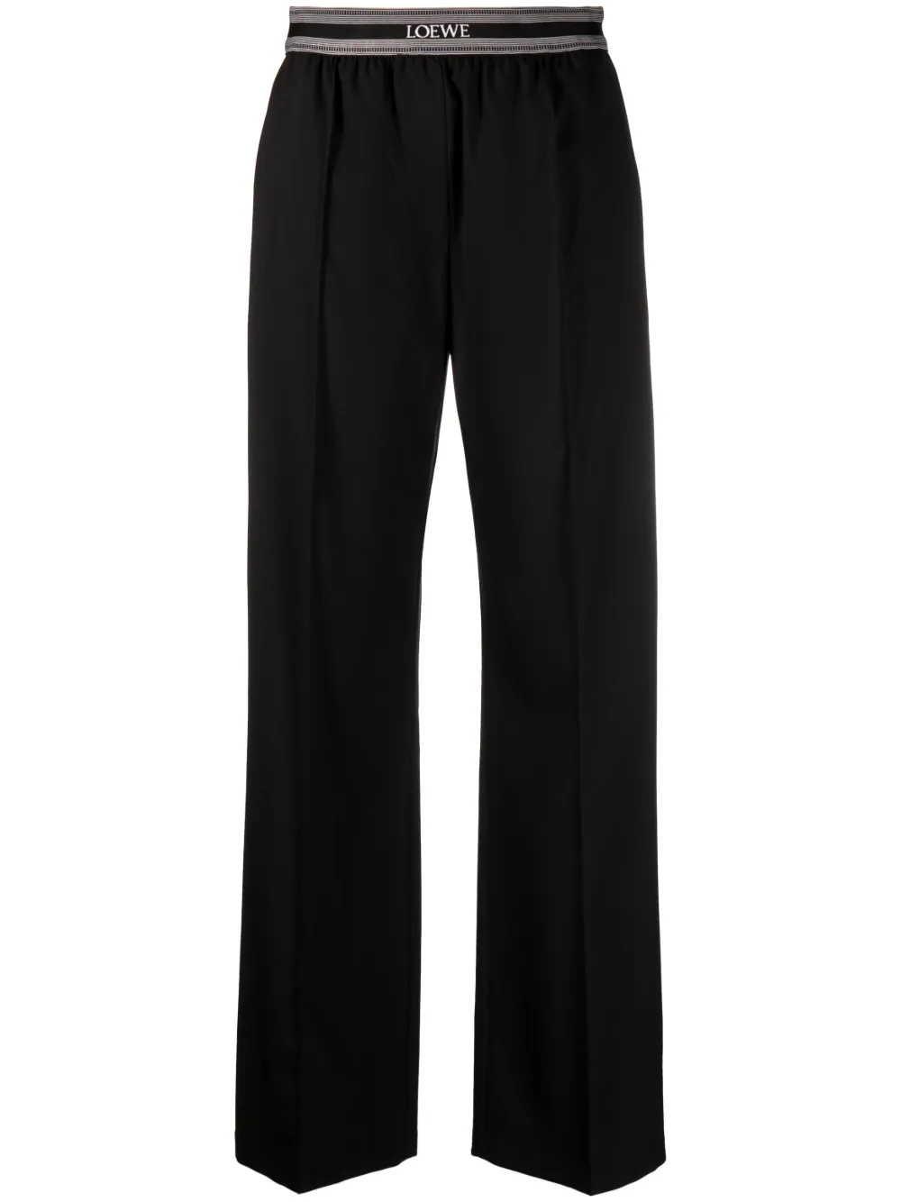 Loewe Logo-jacquard Wool Trousers In Schwarz