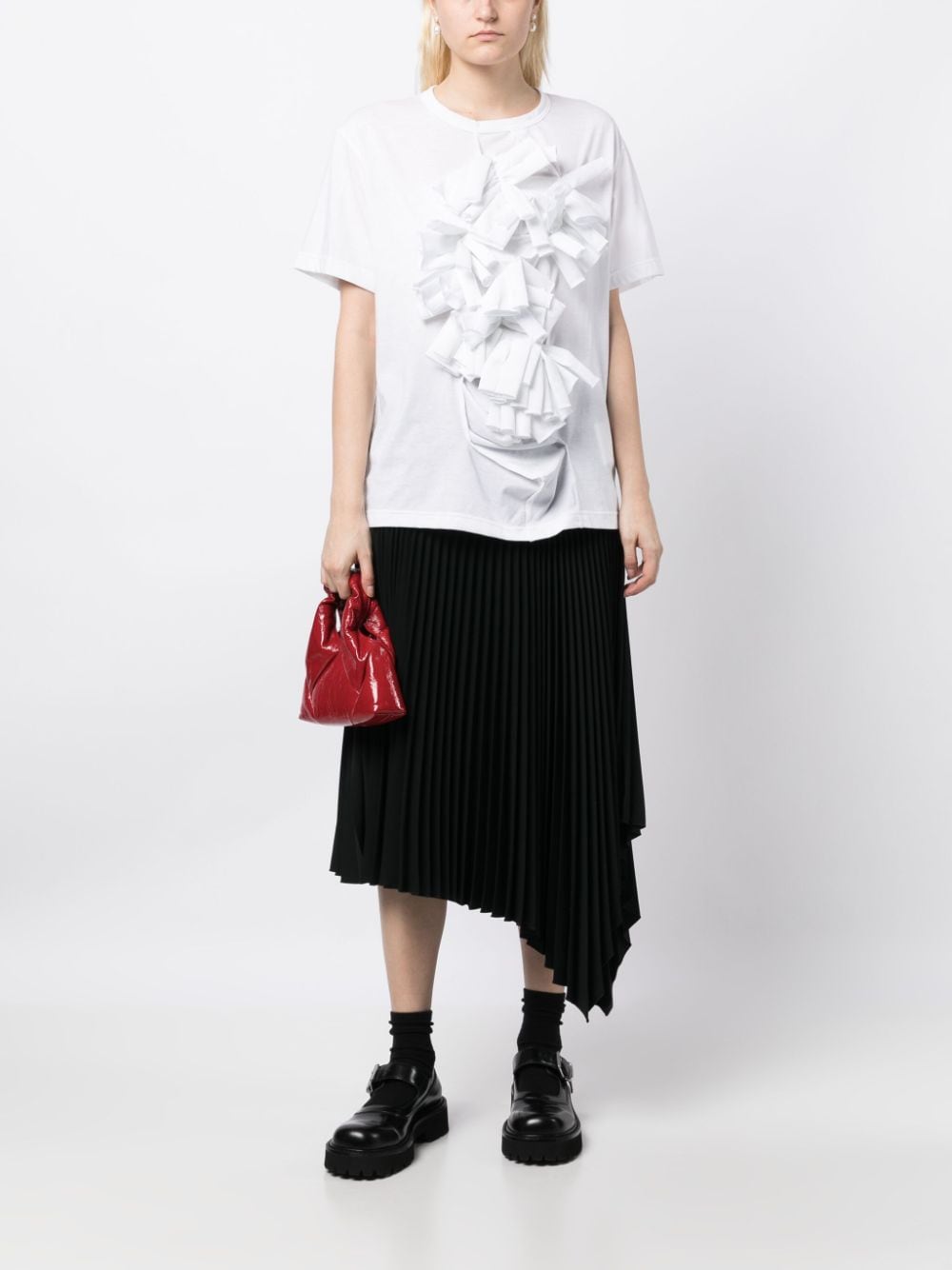 Shop Comme Des Garçons Short-sleeve Cotton-blend T-shirt In White