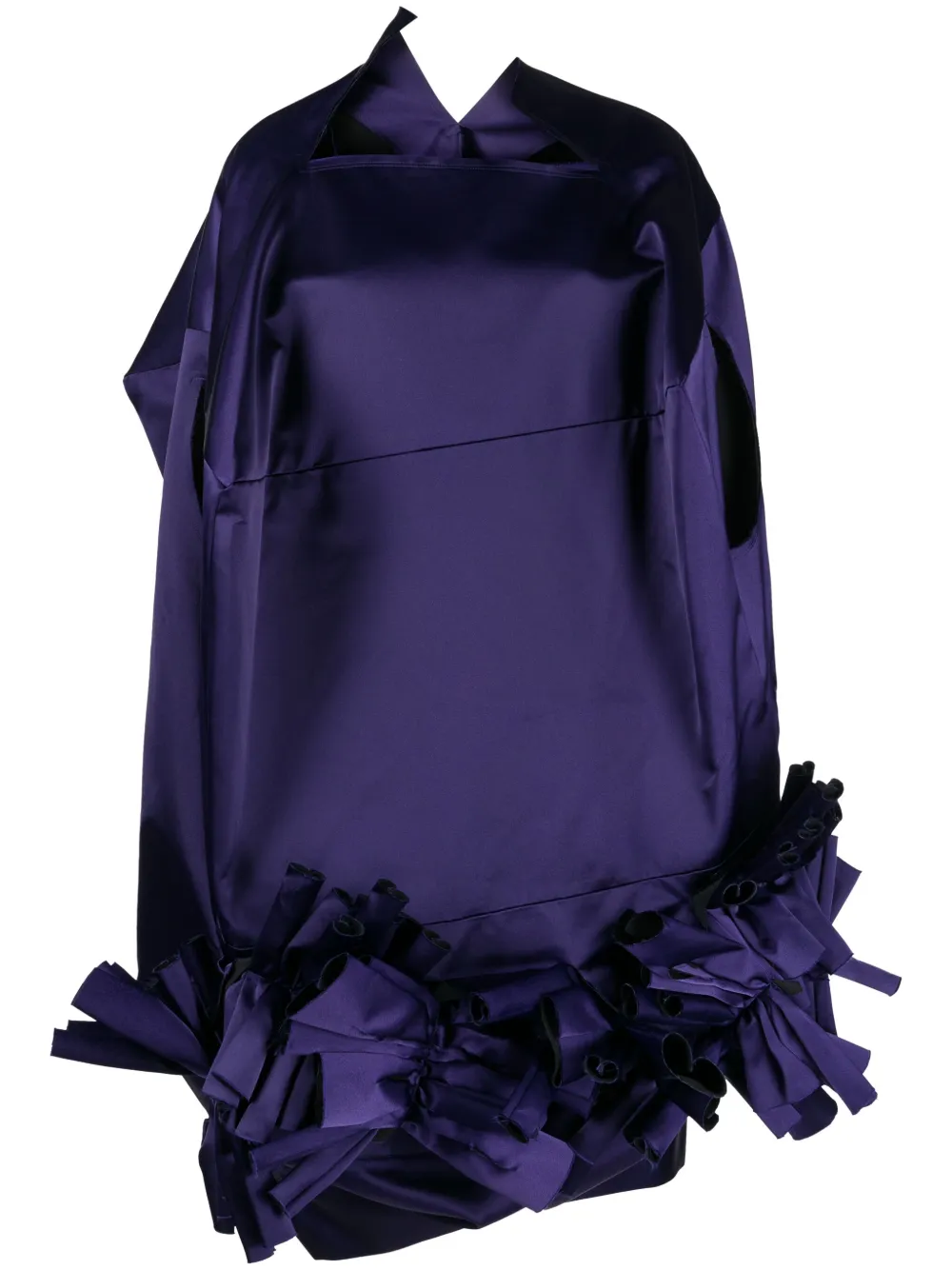 Comme Des Garçons asymmetric fringed satin dress Paars