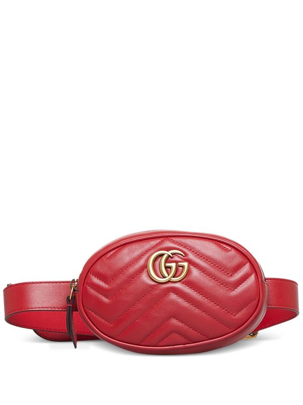Gucci - Red Leather Logo Belt Bag Small