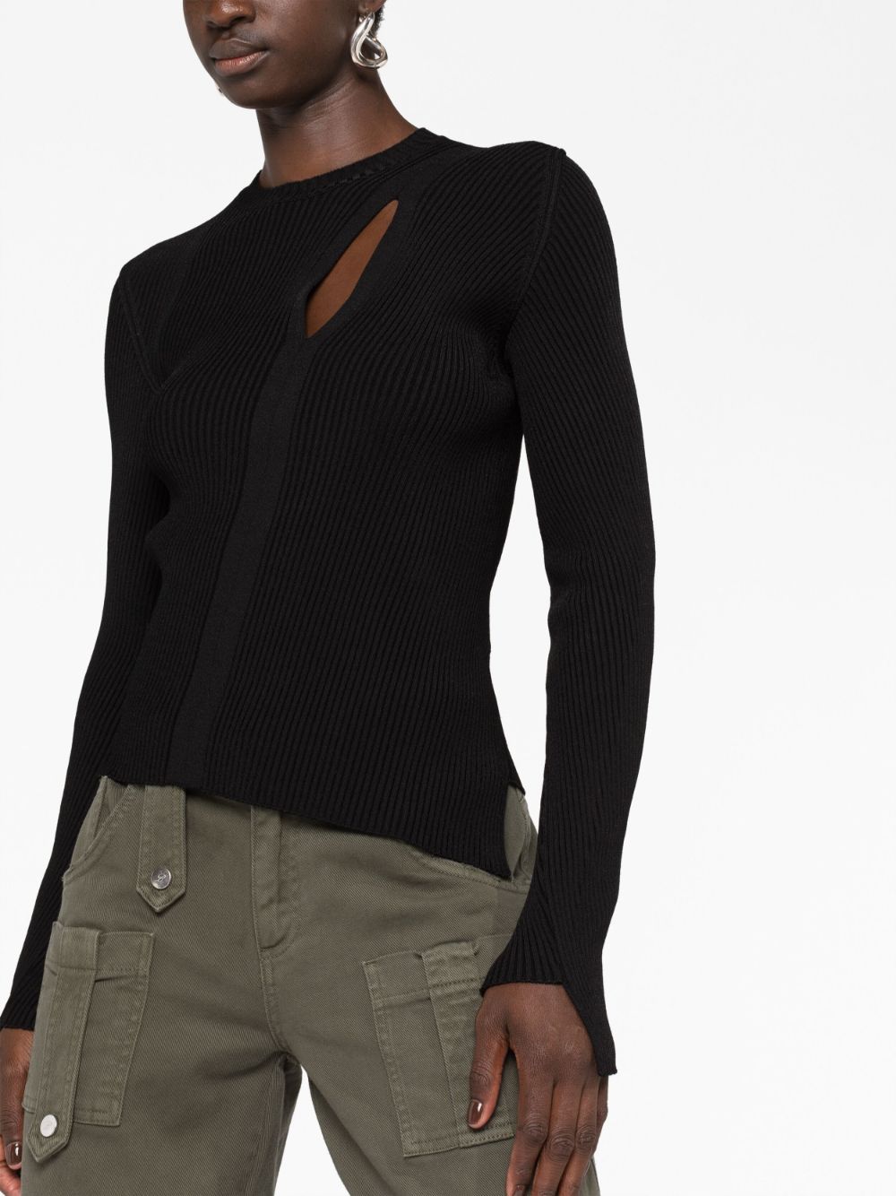 Shop Versace Cut-out-detailing Asymmetric Jumper In Black