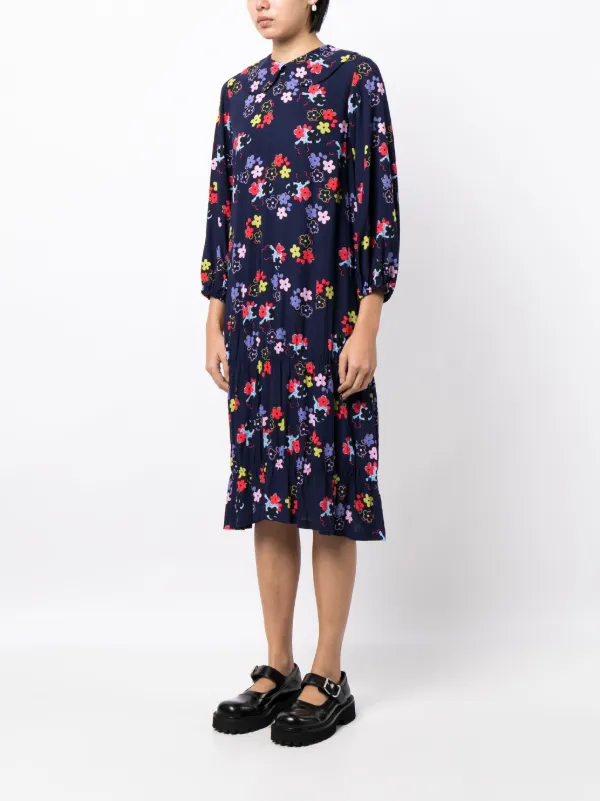 Comme Des Garçons Girl floral-print Peter Pan-collar Midi