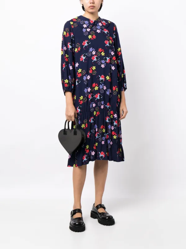 COMME des GARCONS GIRL ワンピース ベロア ボーダー パフ COMME des GARCONS GIRL ワンピース ベロア ボーダー パフ