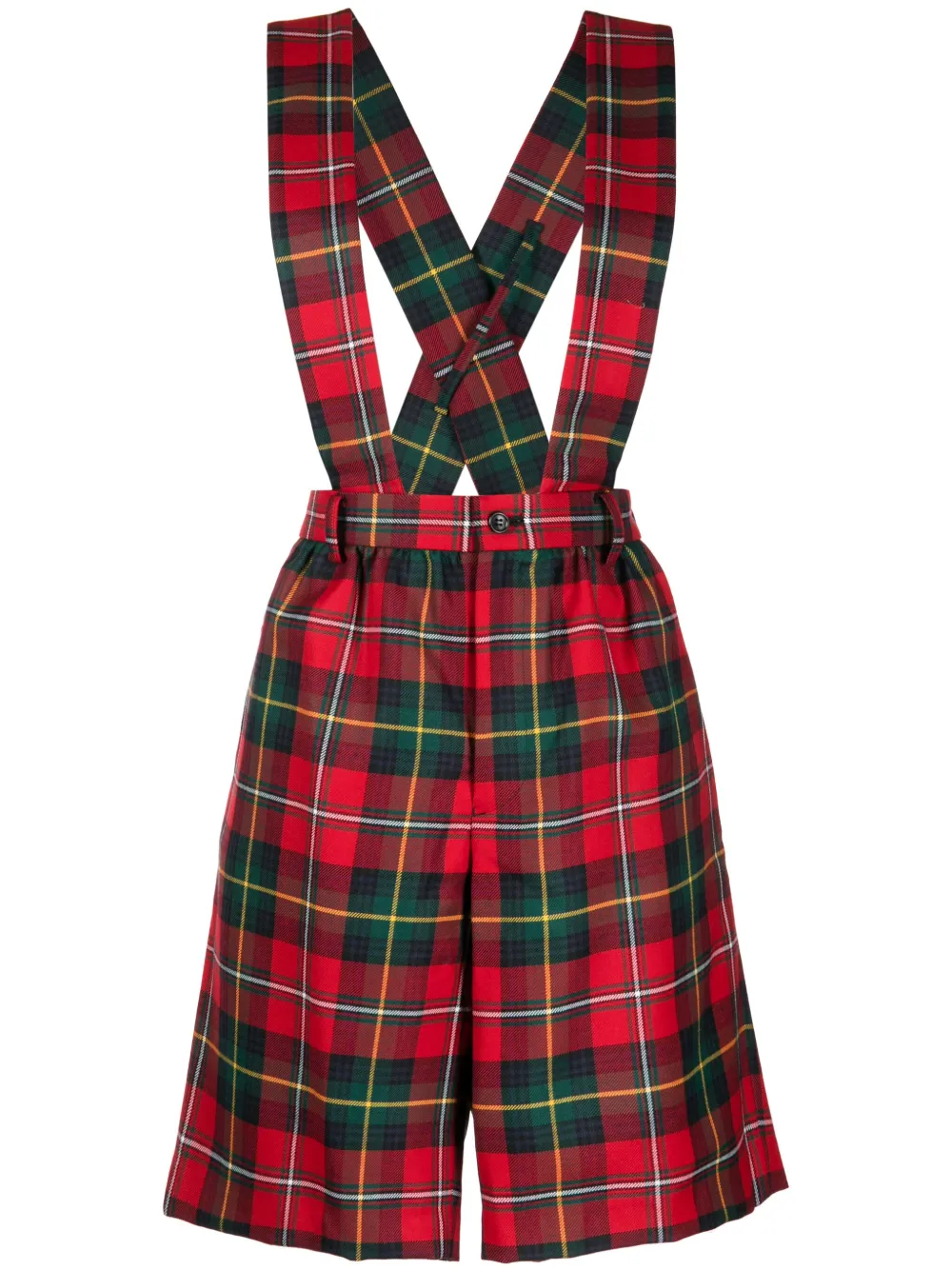 tartan-print wool playsuit