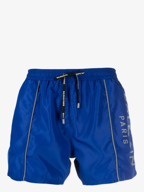 Balmain shorts de playa con logo estampado