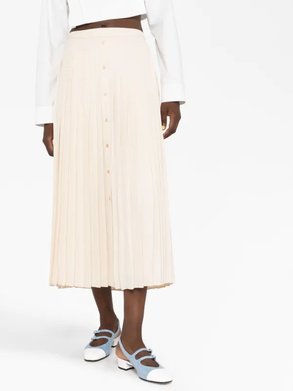 Prada logo-jacquard Silk Pleated Skirt | Neutrals | FARFETCH