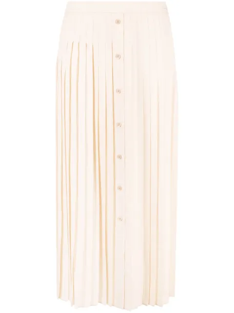 Prada logo-jacquard silk pleated skirt