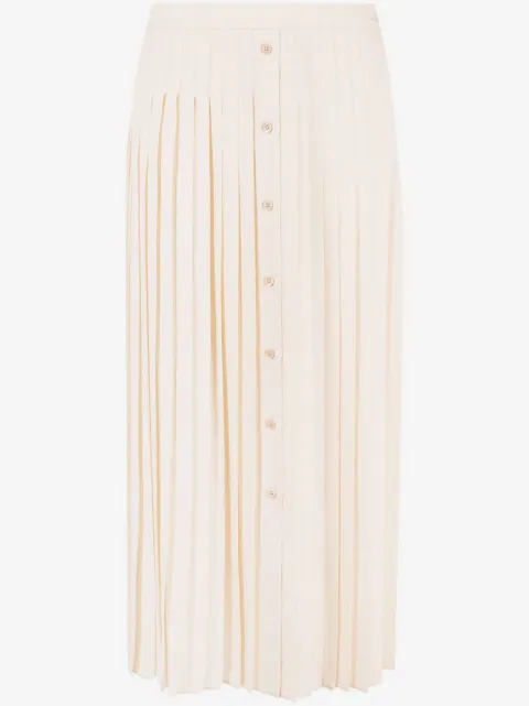 Prada logo-jacquard silk pleated skirt