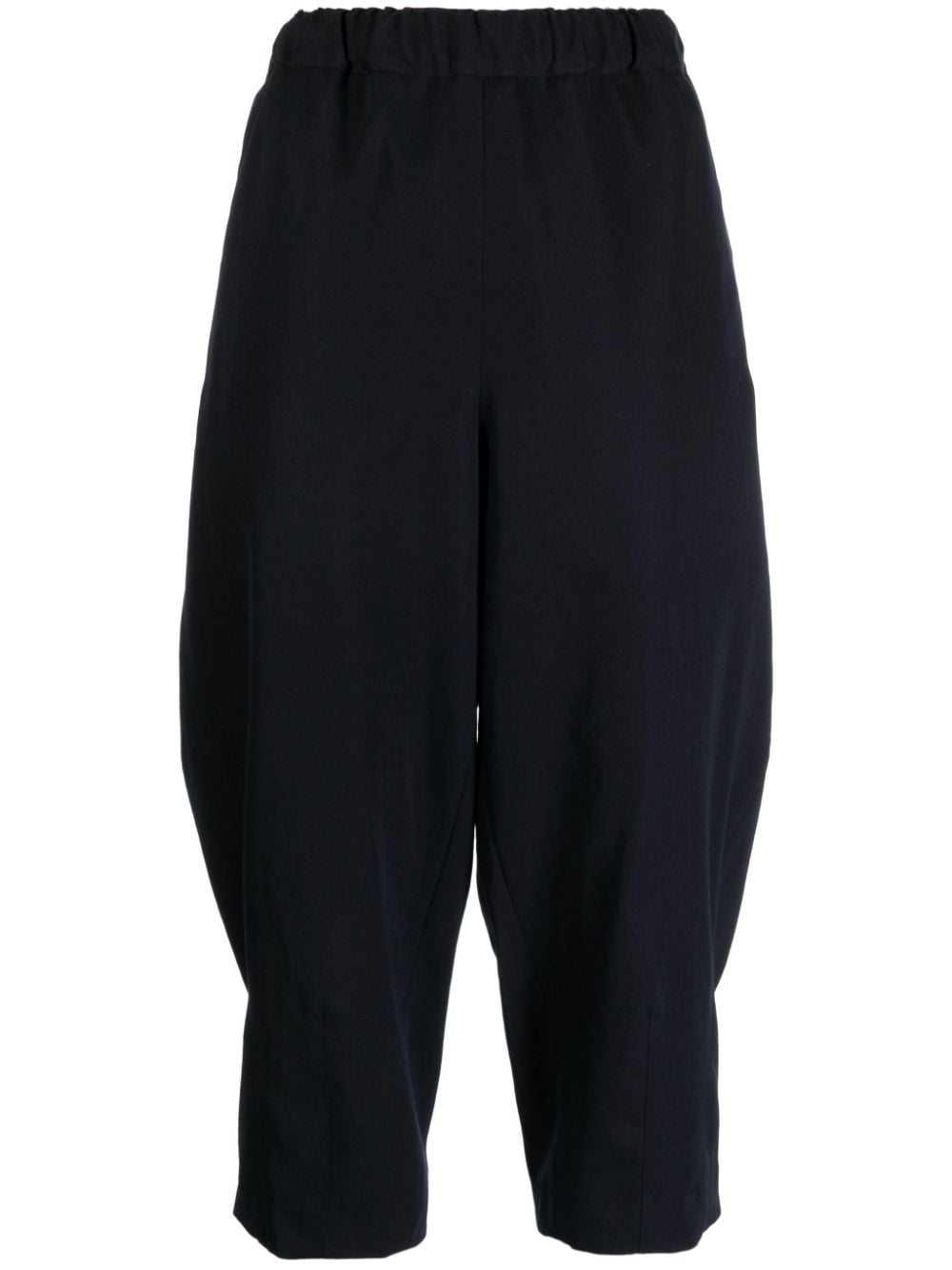 Comme Des Garçons Comme Des Garçons Elasticated-waistband Cropped Wool Trousers In Blue