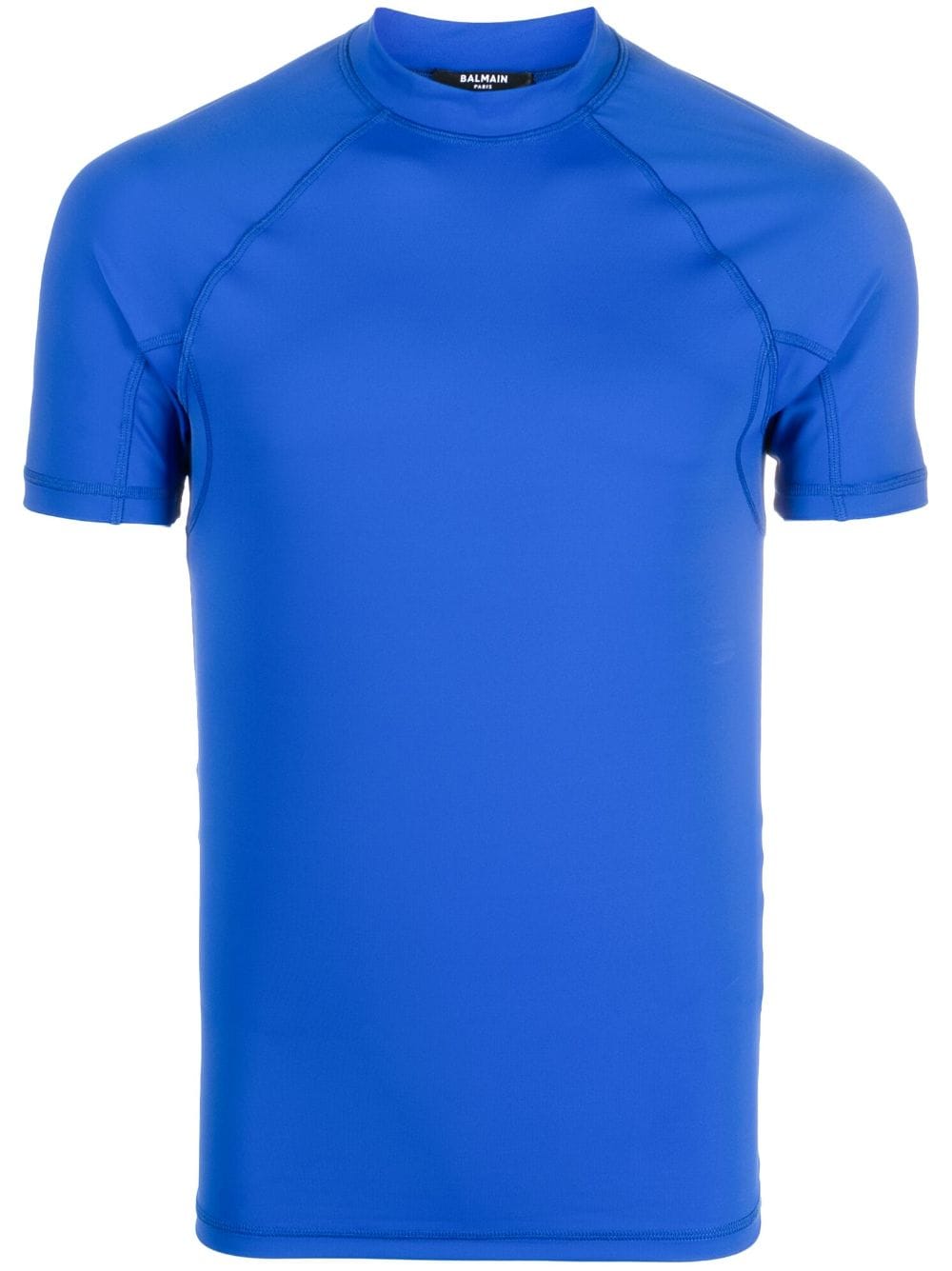 Balmain Logo-print High-neck T-shirt In Blue