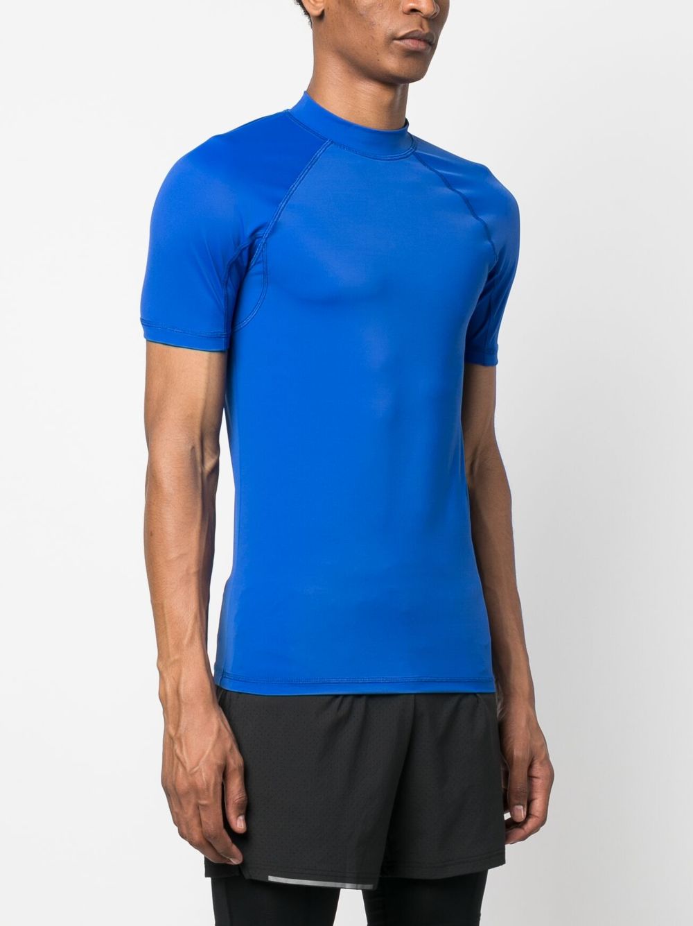 Shop Balmain Logo-print High-neck T-shirt In Blue