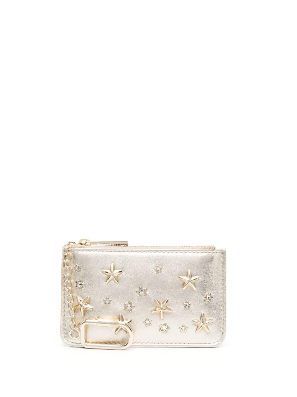 JIMMY CHOO CRYSTAL-EMBELLISHED LEATHER WALLET