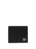 TOM FORD logo-plaque pebbled leather wallet - Black