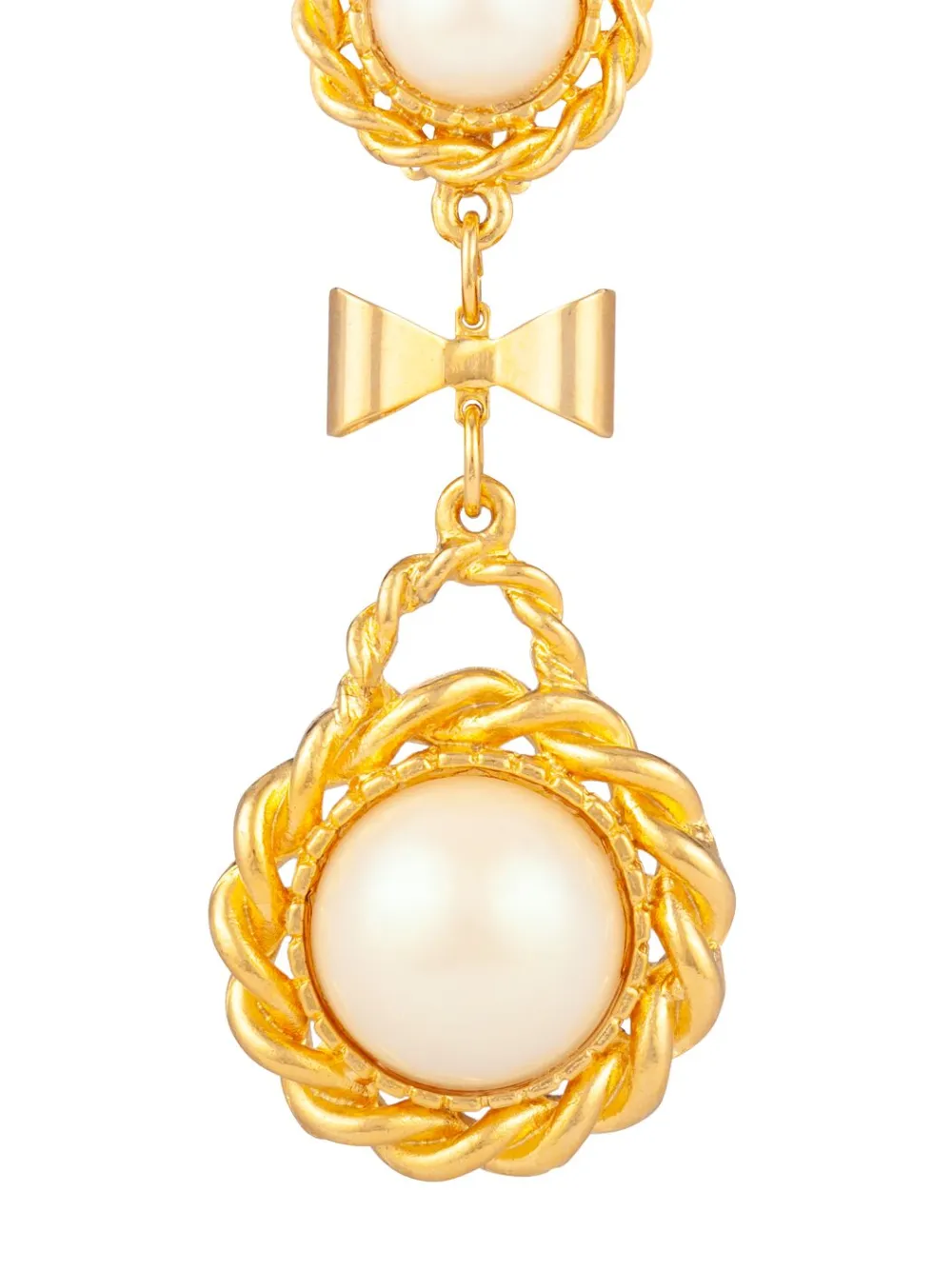 Susan Caplan Vintage 1980s Vintage Faux Pearl clip-on earrings - Goud