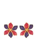 Susan Caplan Vintage 1980s Vintage Enamel Flower clip-on earrings - Gold