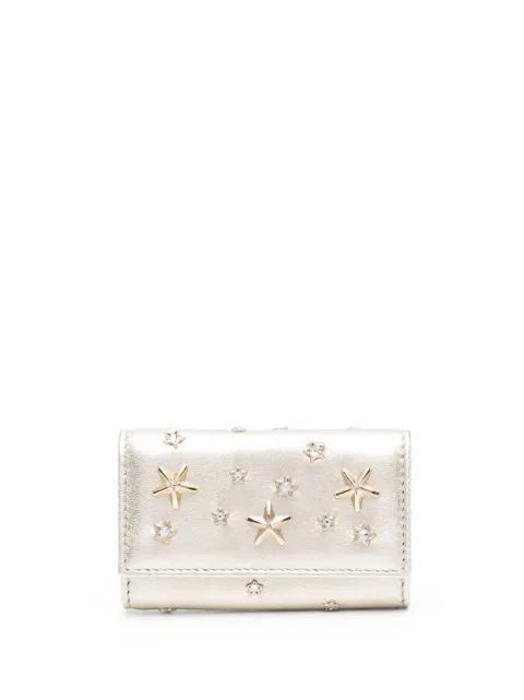 Jimmy Choo crystal-embellished leather keyring holder