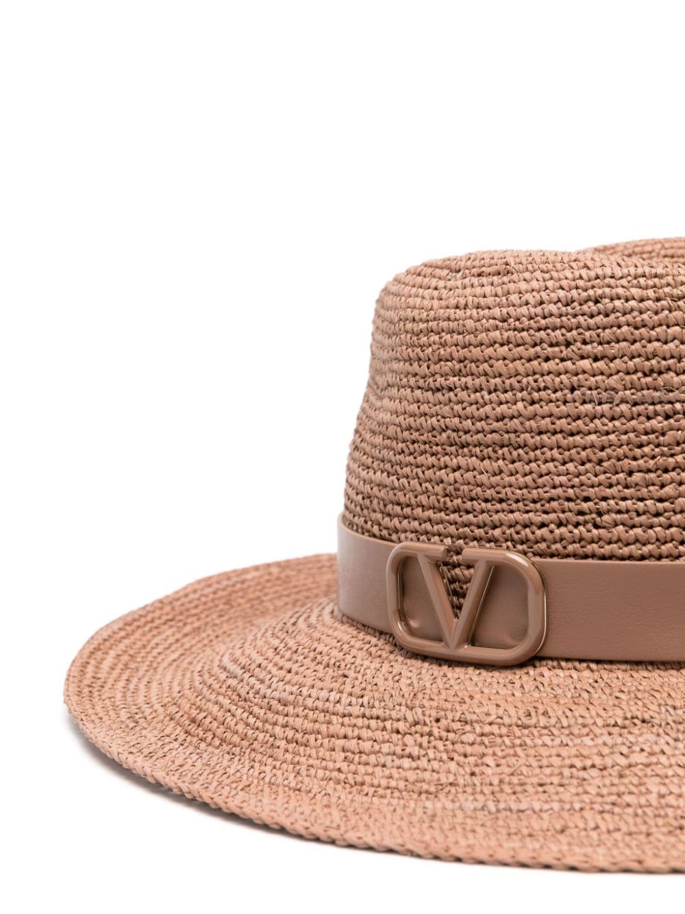 Shop Valentino Vlogo Signature Straw Fedora Hat In Brown