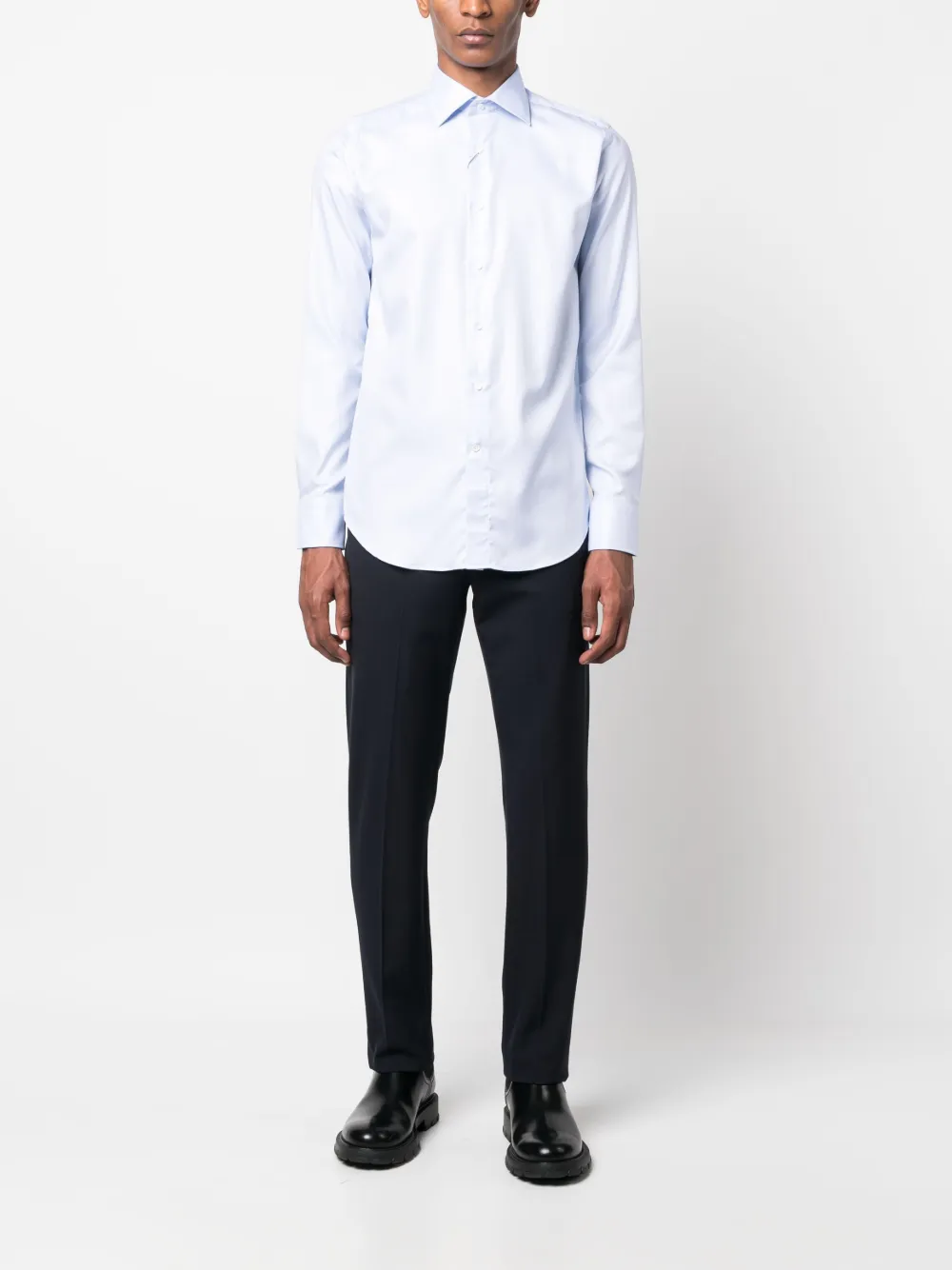 Canali long-sleeve cotton shirt - Blauw