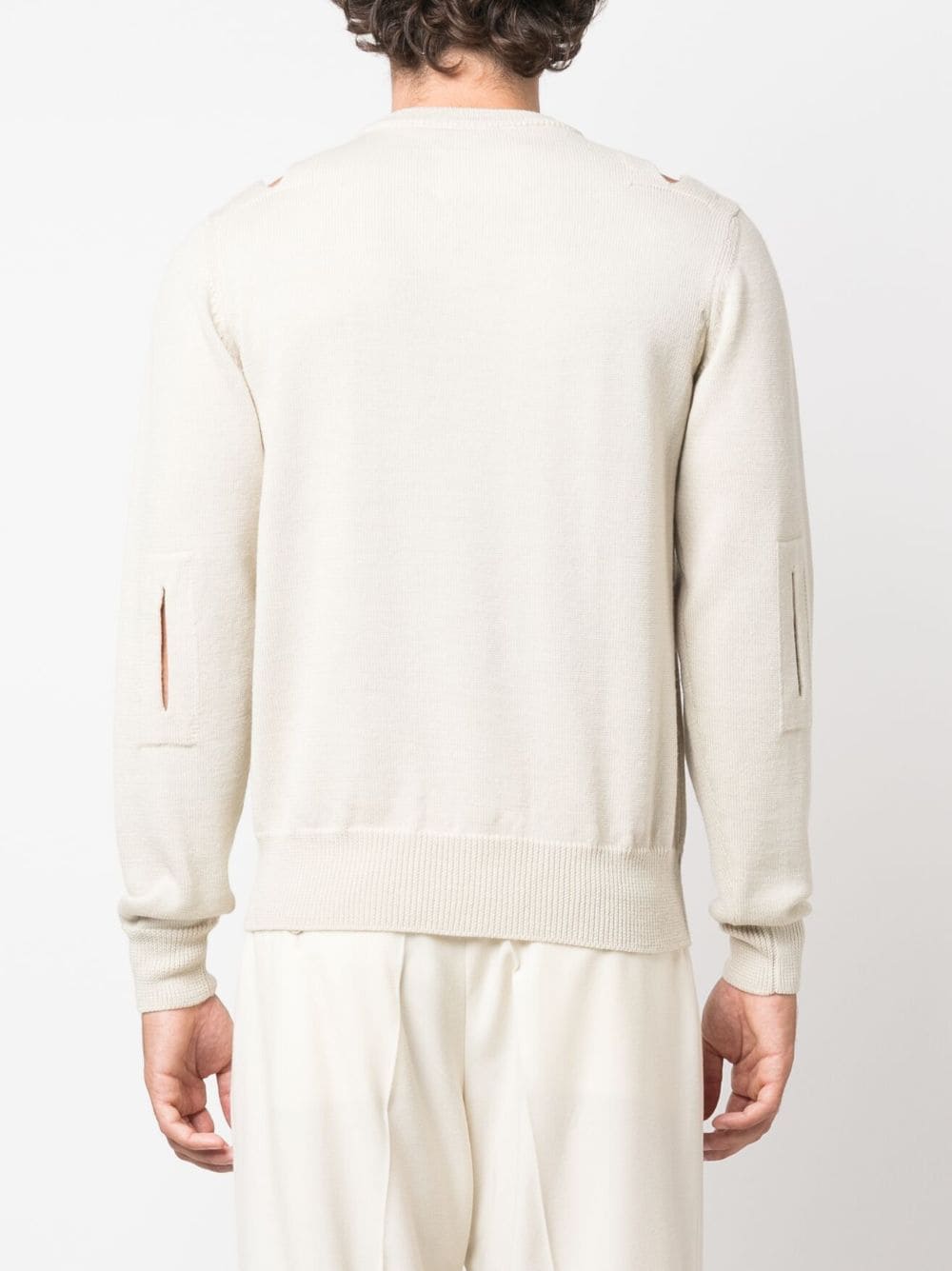 Shop Jil Sander Cut-out Wool Jumper In Neutrals