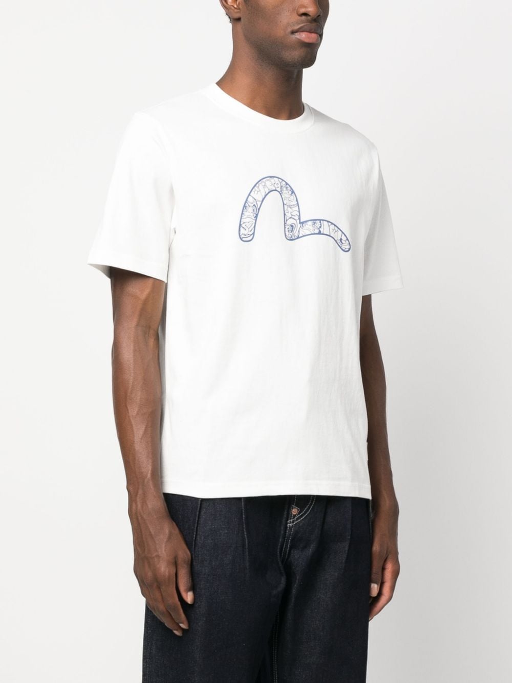 Buy Evisu Men Off-White Graffiti Wording Print T-Shirt at Redfynd