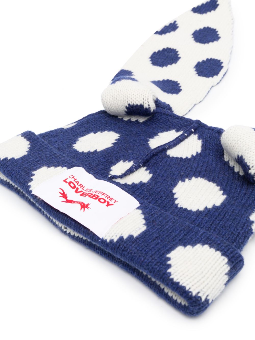 Charles Jeffrey Loverboy Rabbit polka-dot chunky beanie - Blauw