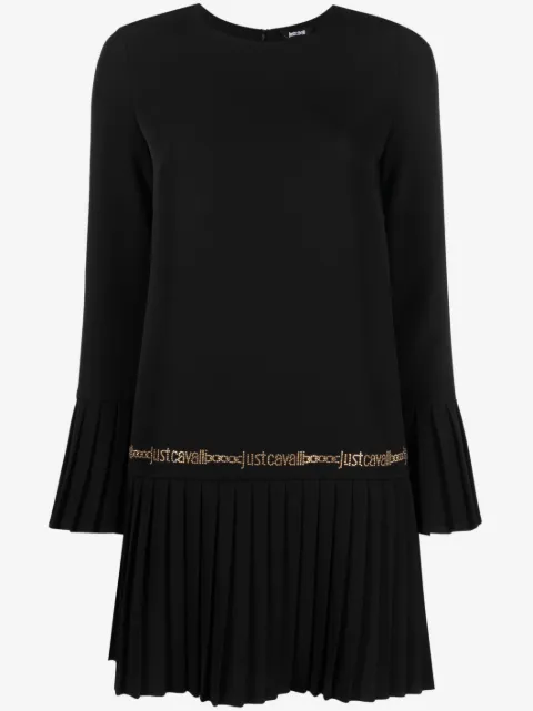 Just Cavalli logo-studded pleat-detail minidress
