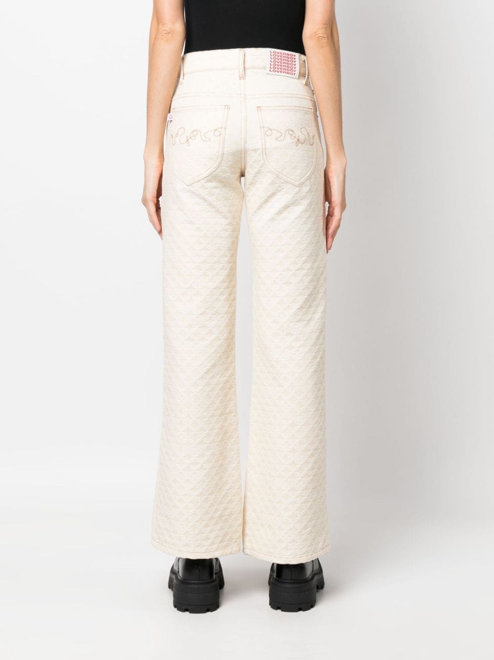 Shop Charles Jeffrey Loverboy Golden Jacquard Wide-leg Jeans In Neutrals