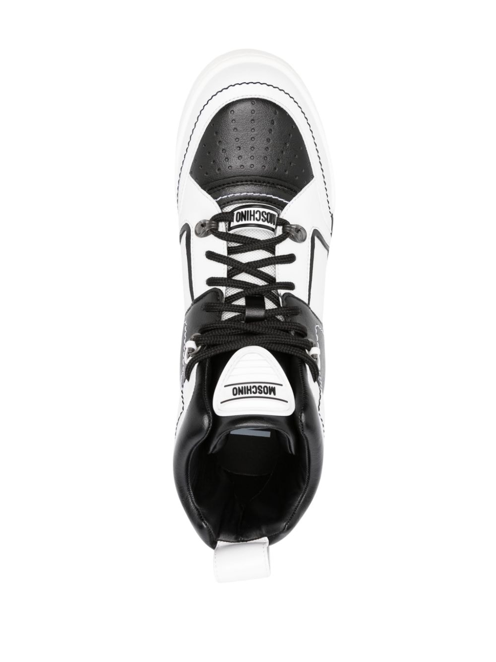 Shop Moschino Asymmetric Lace-up Sneakers In Black