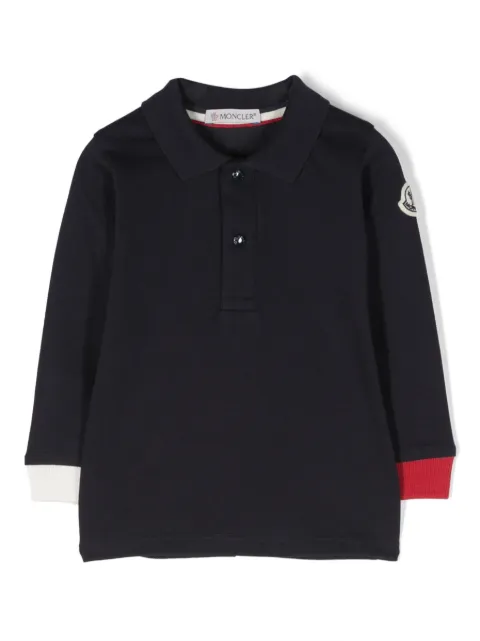 Moncler Enfant Camisa polo mangas longas com patch de logo