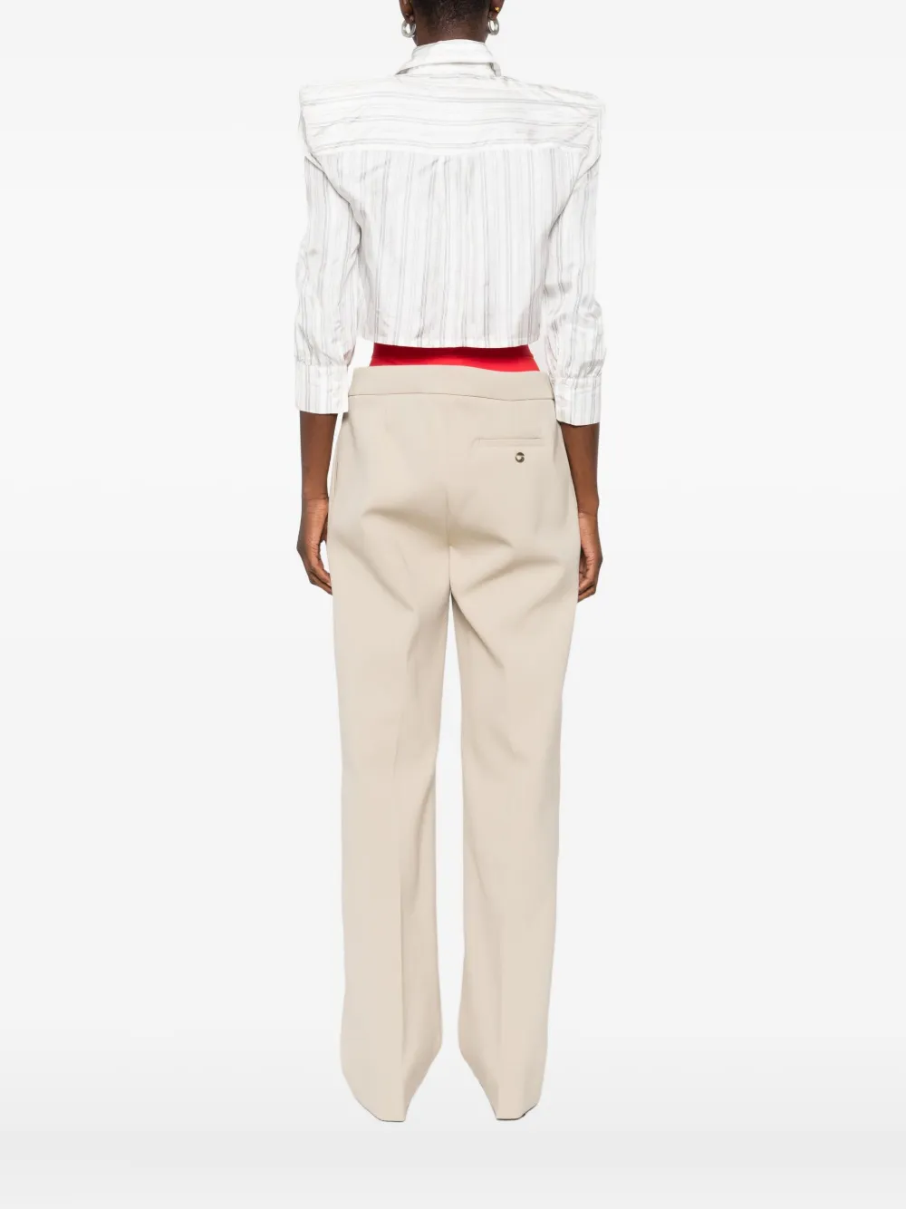 Coperni Power Striped Cropped Shirt In White