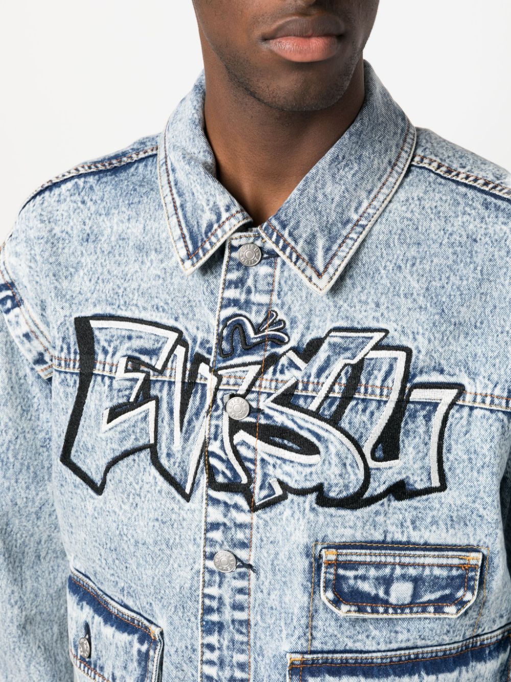 EVISU MONOGRAM PRINT DENIM JACKET