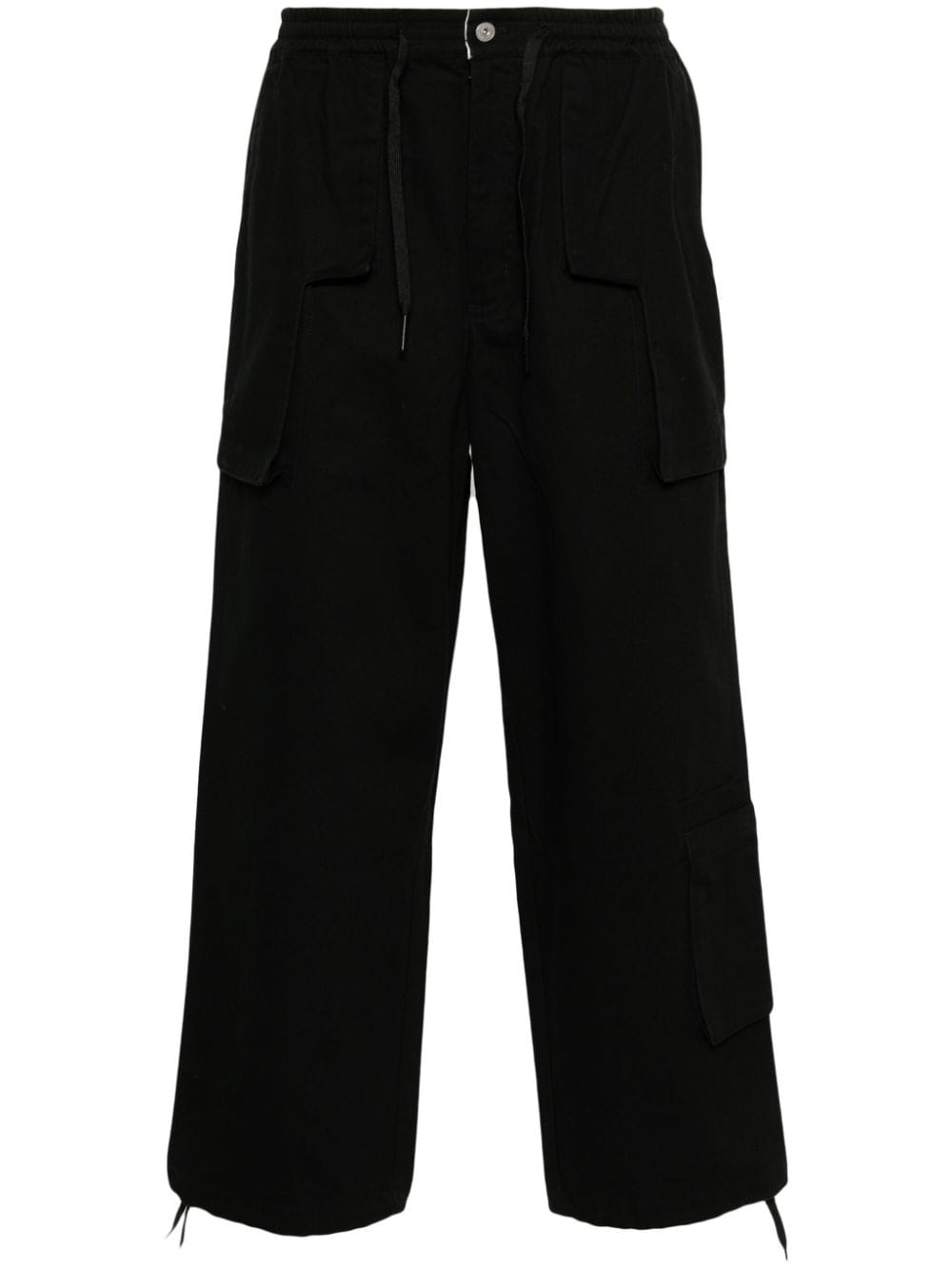 Shop Perks And Mini P. World Return Mid-waist Loose-fit Trousers In Black