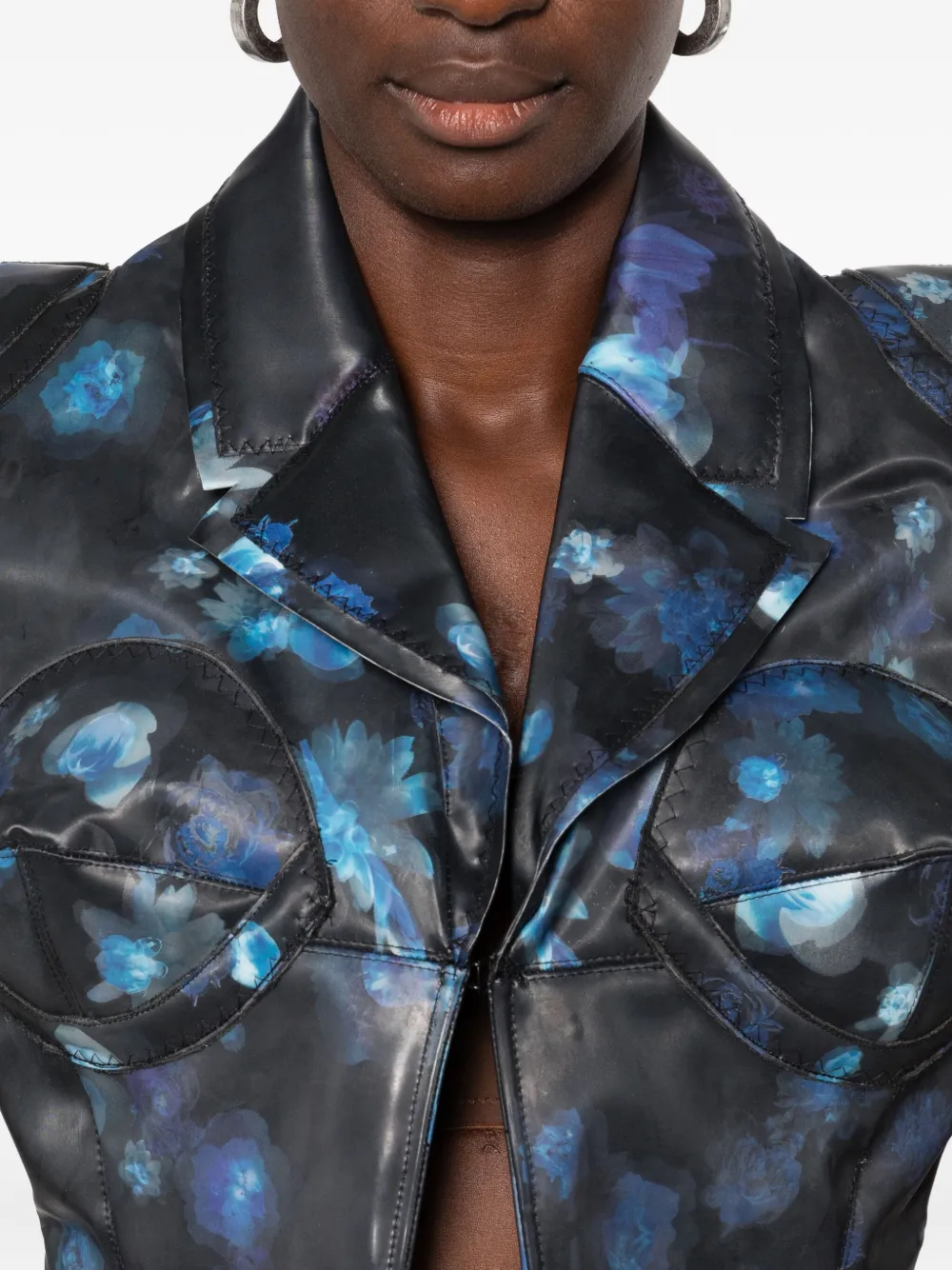 Coperni Holografisch jack met bloemenprint Zwart