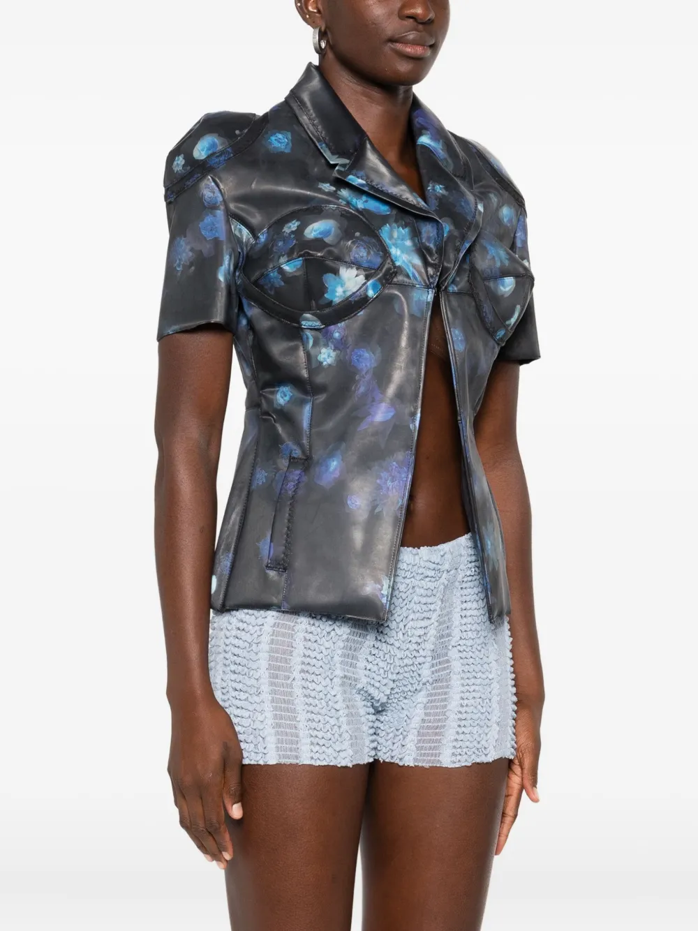 Coperni Holografisch jack met bloemenprint Zwart