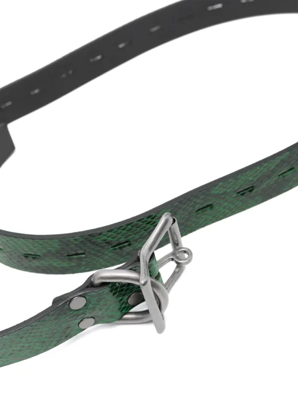 snakeskin-effect leather belt