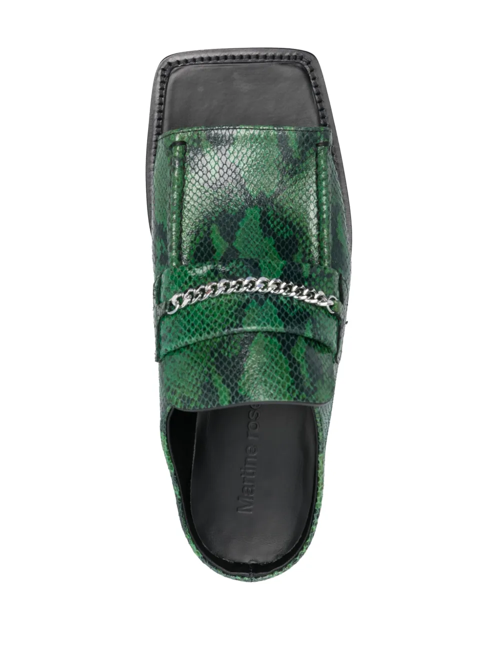 Shop Martine Rose Snakeskin-effect Open Mules In Green