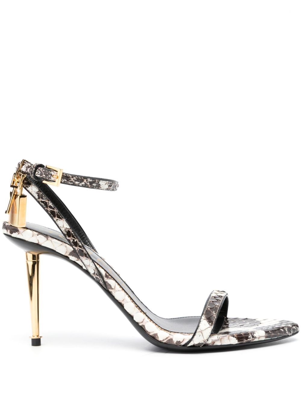 TOM FORD PADLOCK 95MM SNAKESKIN-EFFECT SANDALS