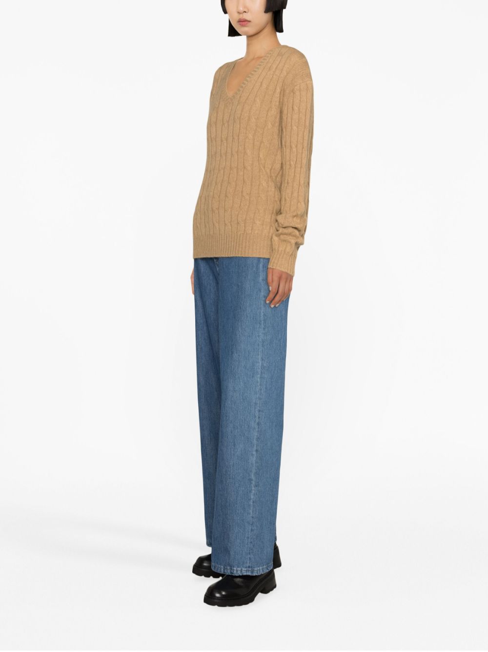 Shop Polo Ralph Lauren Cable-knit Cashmere Jumper In Neutrals