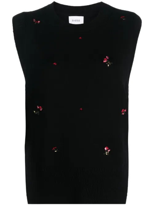 Pull en cachemire à fleurs brodées - Barrie - Modalova