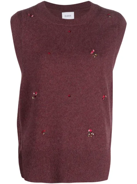 Barrie floral-embroidery cashmere jumper