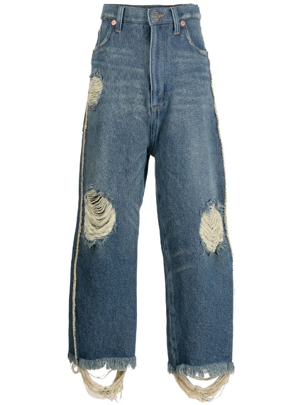 Doublet Distressed low-rise straight-leg Jeans - Farfetch