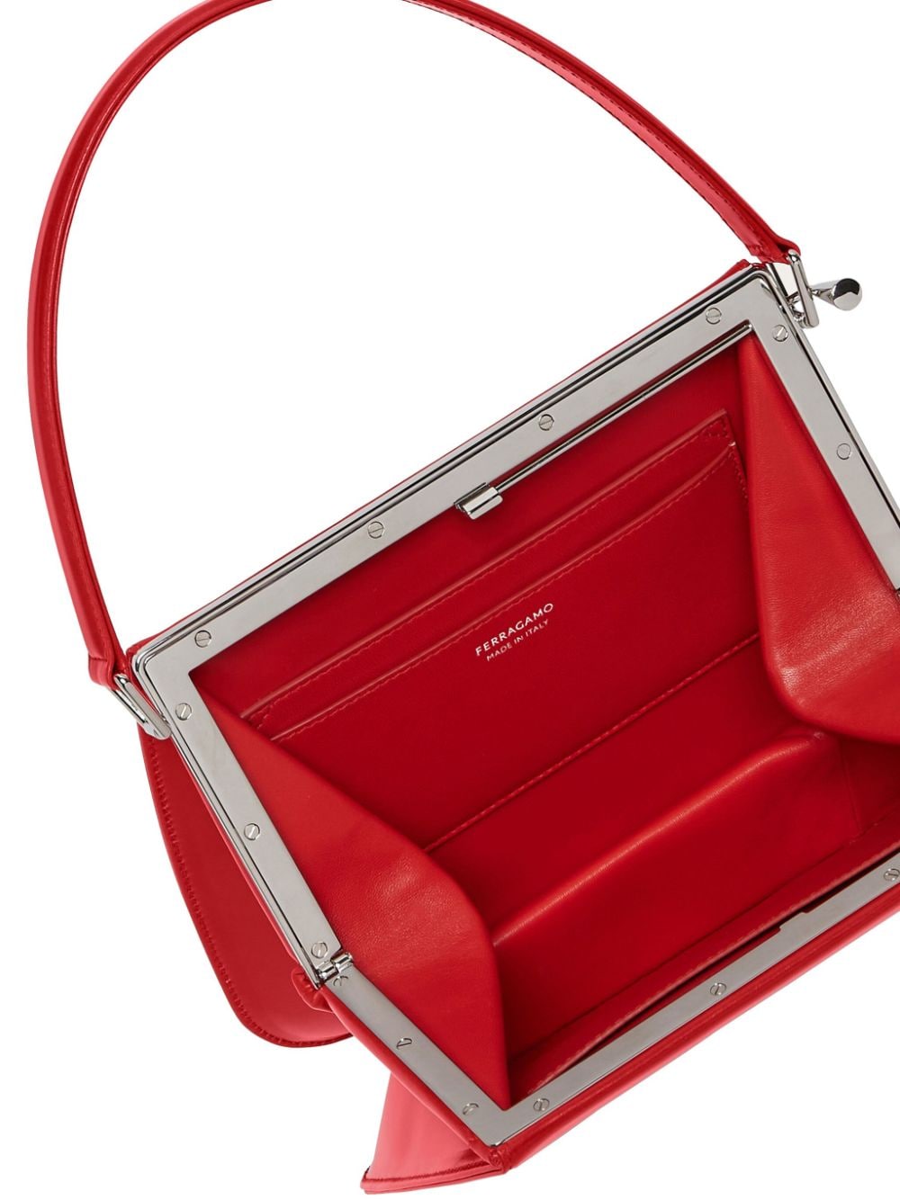 Shop Ferragamo Semi-rigid Leather Bag In Red
