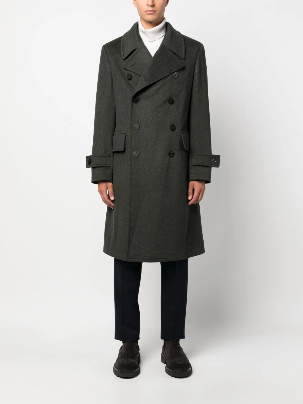 Caruso double-breasted felted coat - Groen