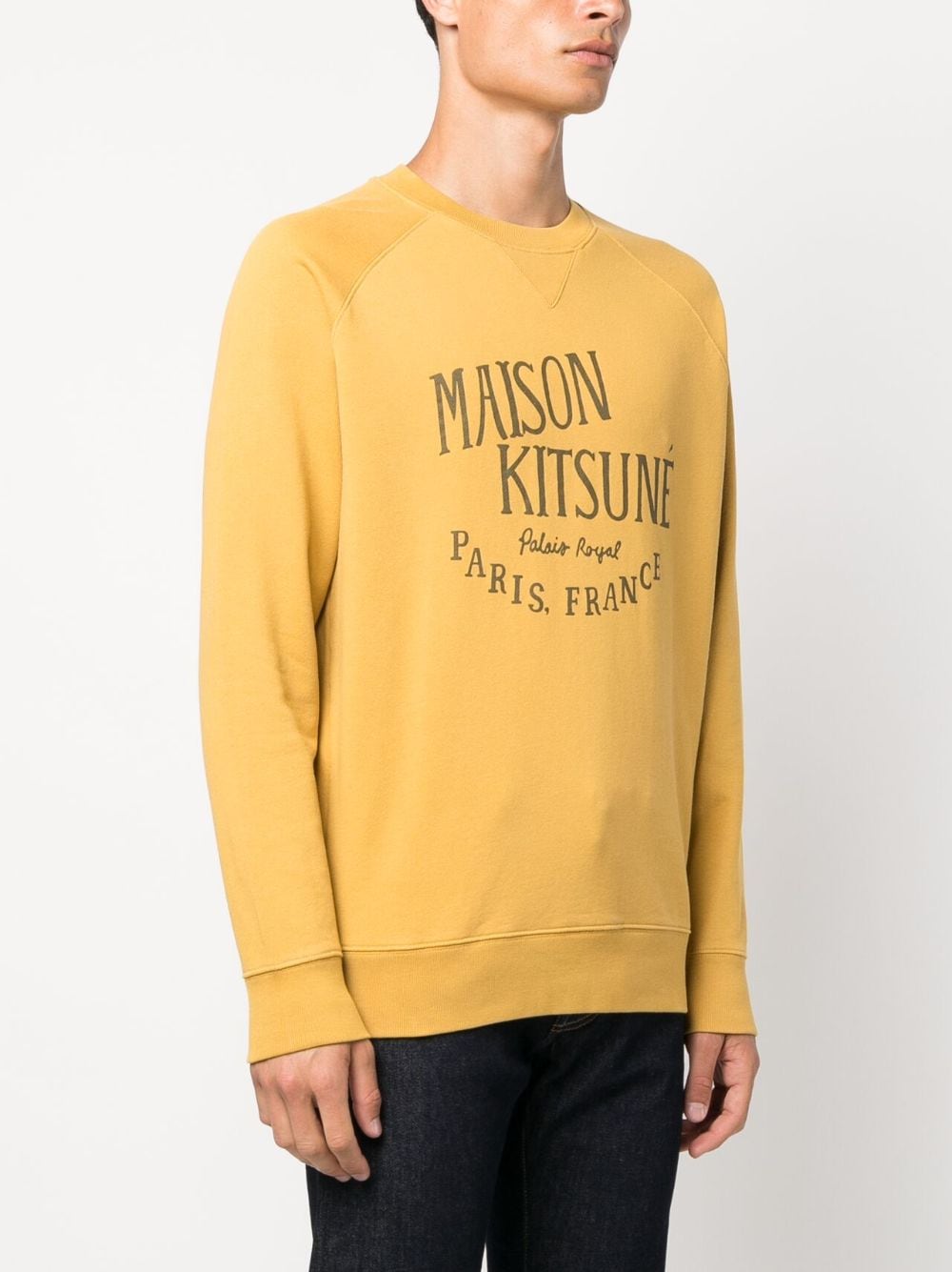 Maison Kitsuné Sweater met logoprint Geel