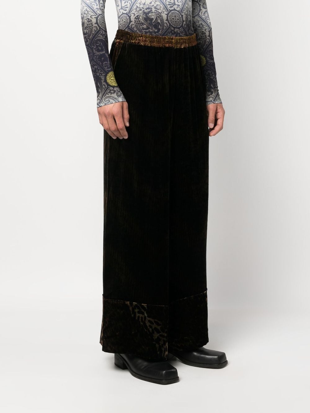 Shop Pierre-louis Mascia Velour Wide-leg Trousers In Black