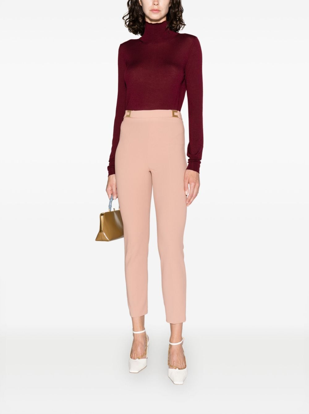 Shop Elisabetta Franchi High-waist Skinny Trousers In Pink