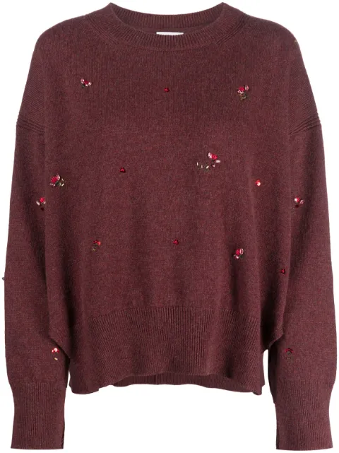 Barrie floral-embroidery cashmere jumper