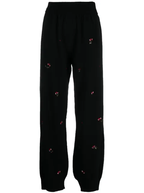 Barrie floral-embroidery cashmere trousers