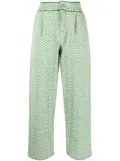 Barrie chevron-knit pleated trousers - Green