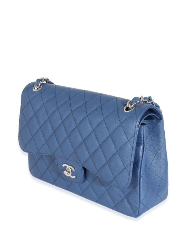 Pre-Owned Chanel Blue Quilted Lambskin Leather Medium Flap Bag